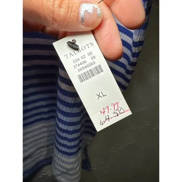 T by Talbots striped t shirt‎ womens XL stretch coastal nautical active classic - Picture 2 of 8